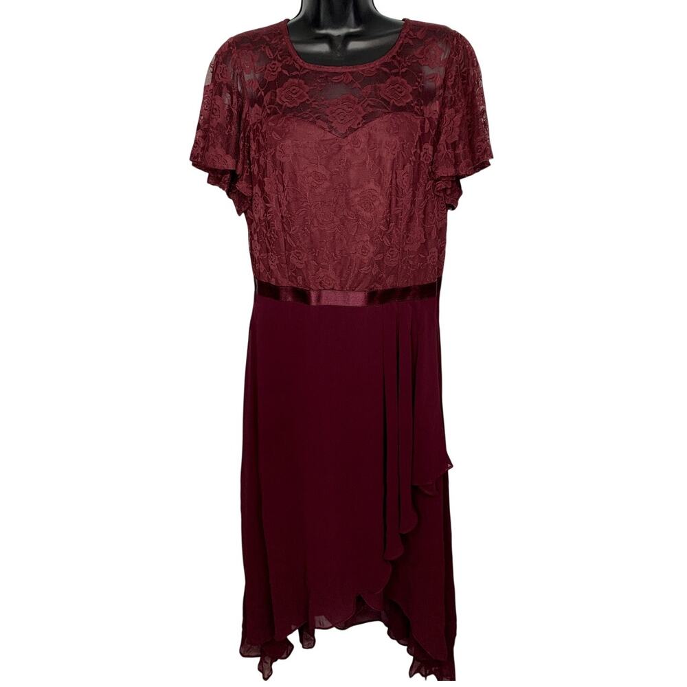 Wedtrend Women's 2XL Maroon Burgandy Formal Dress Lace